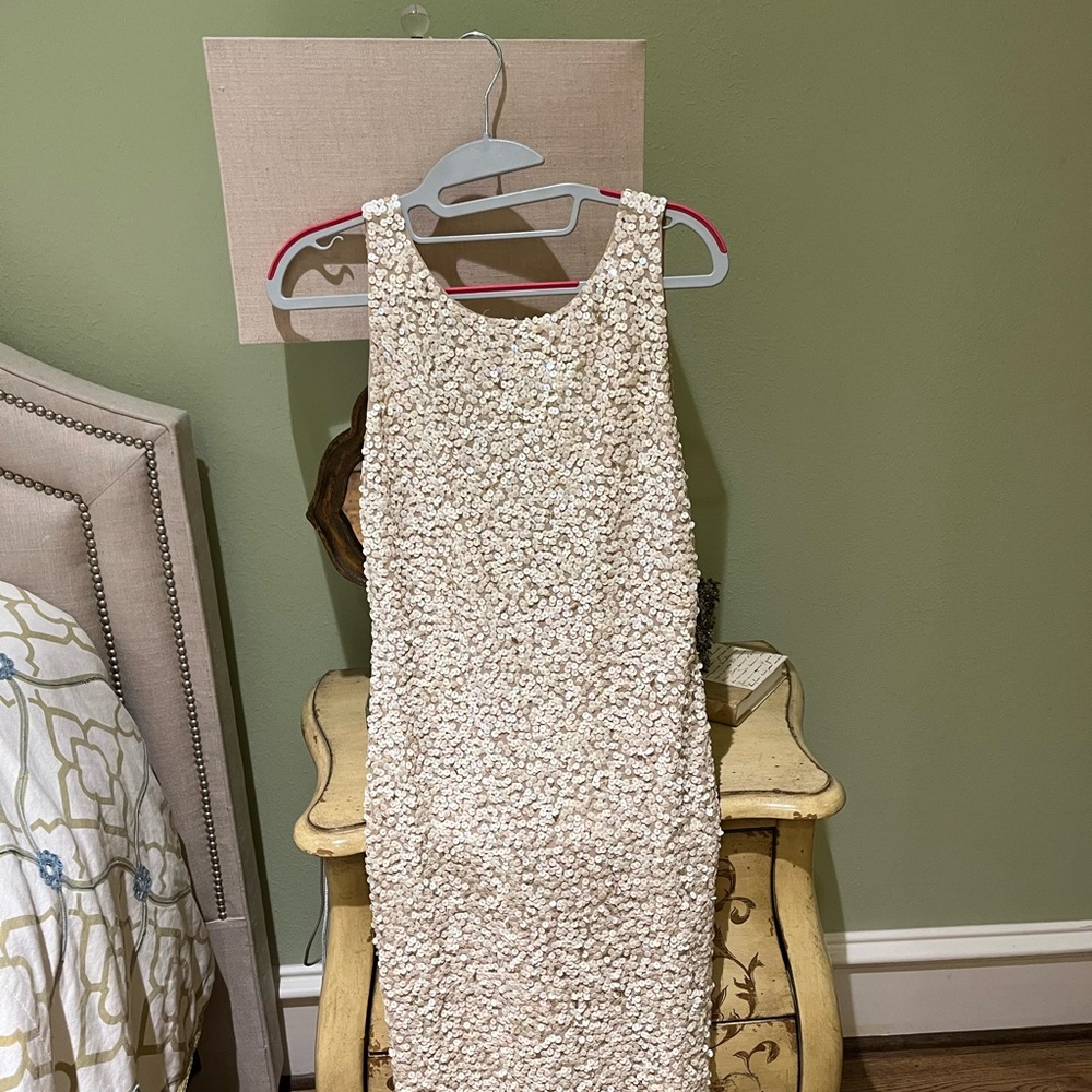 Alice and Olivia Sequin Tan/Neutral Dress